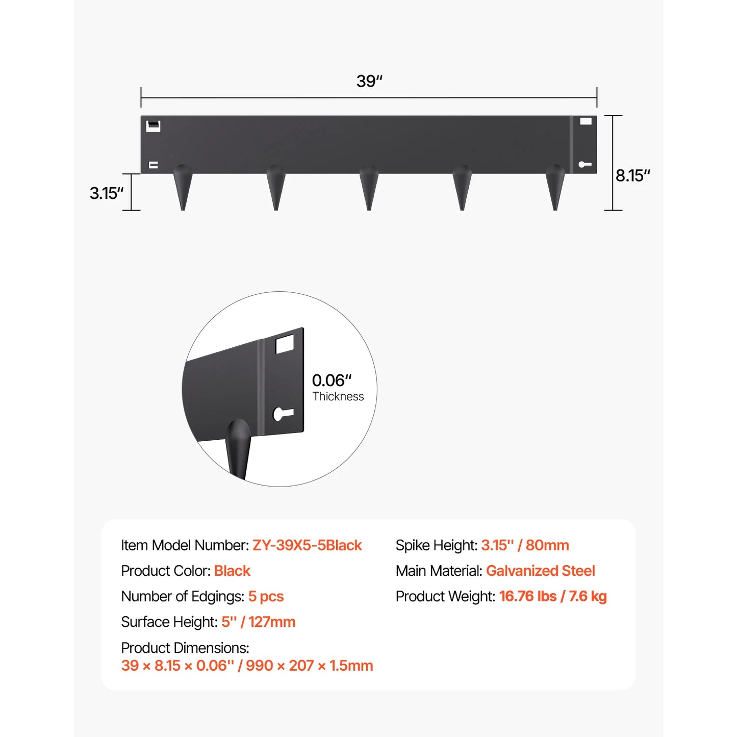 VEVOR Steel Landscape Edging Rust Resistant Bendable Garden Border