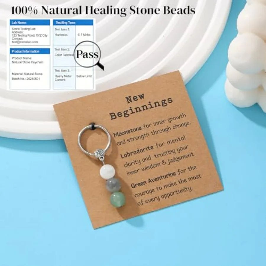 Natural Apatite Crystal Keychain Gift for Coworker Women