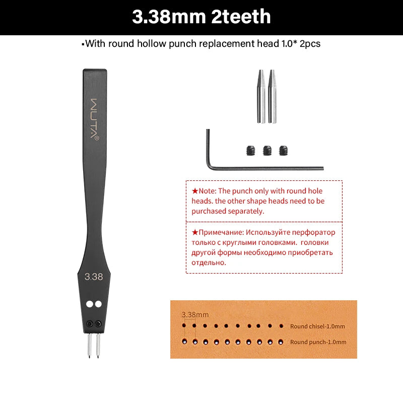 WUTA Leather Punch With Replaceable Pricking Iron Head Tool