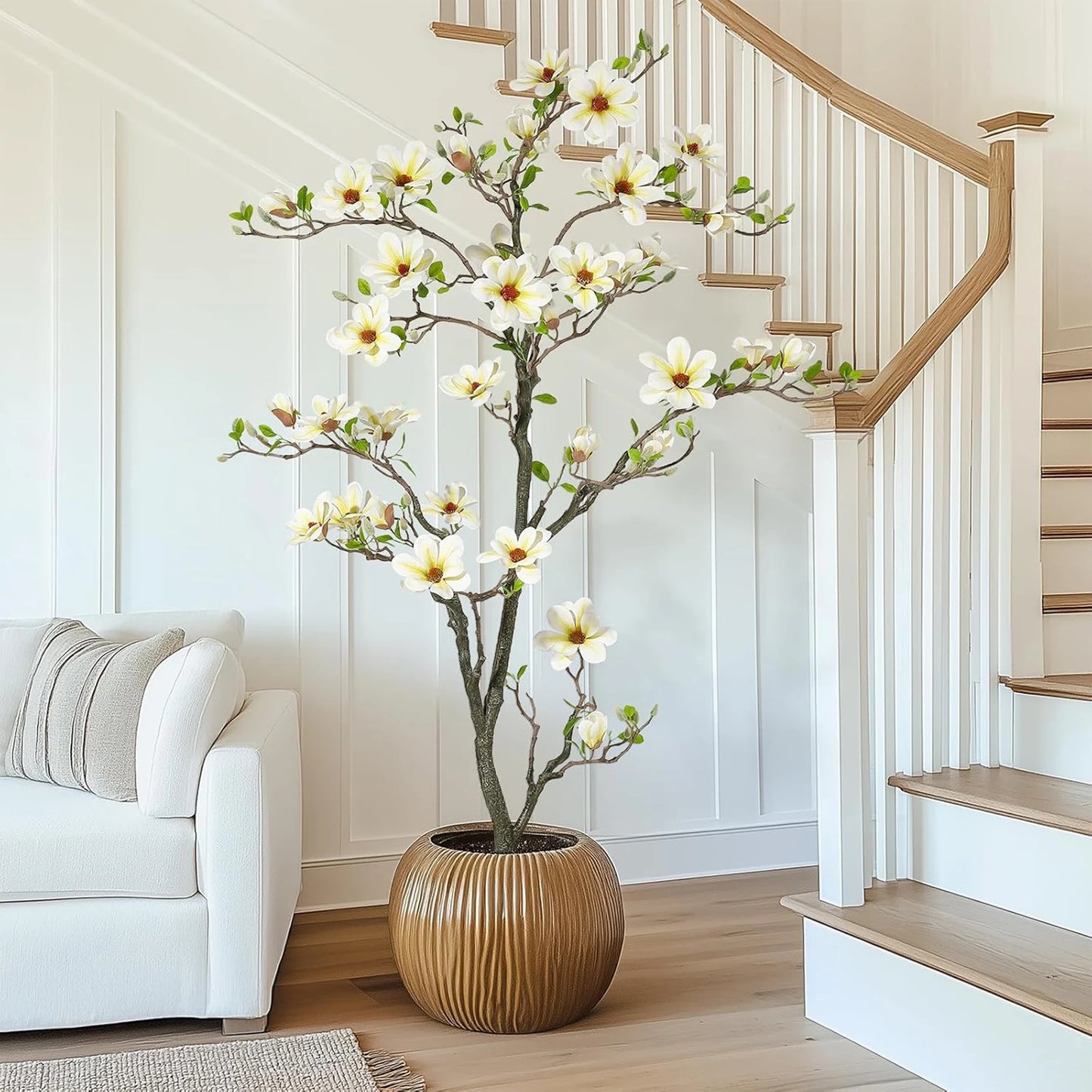 Artificial Magnolia Plant With LED Lights For Outdoor Patio Decor