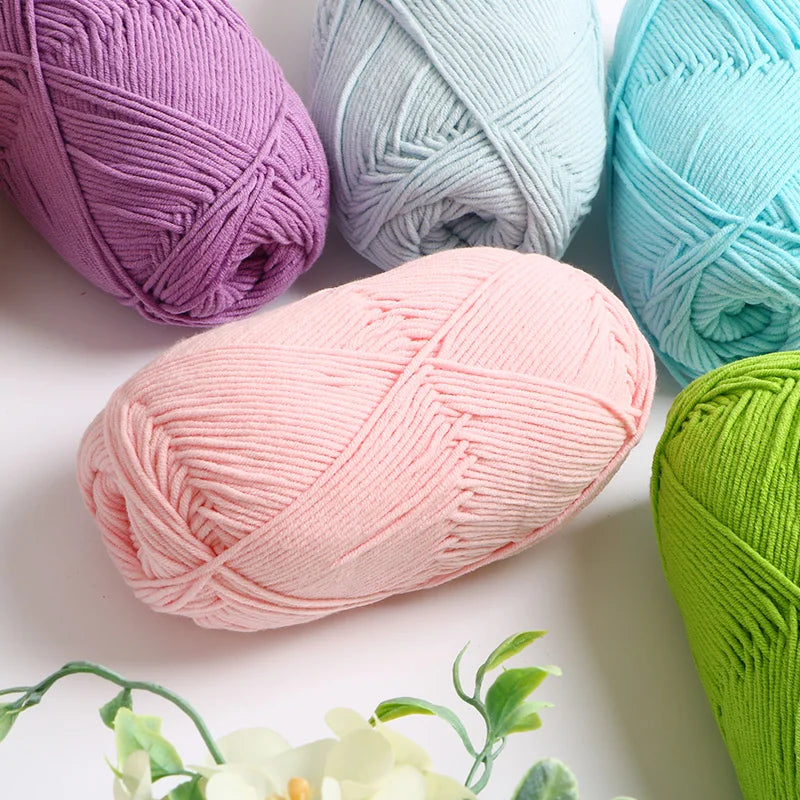 Milk Cotton 4 Ply Yarn For Crochet And Knitting Crafts