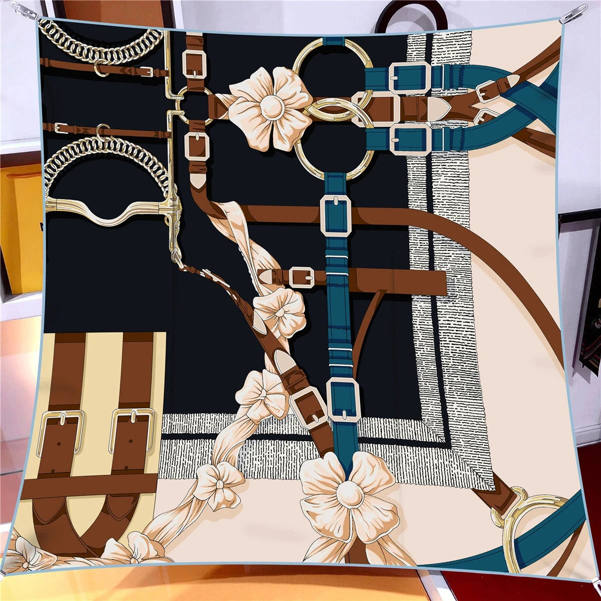 Polyester Print Scarf For Women Sun Protection Square Headscarf