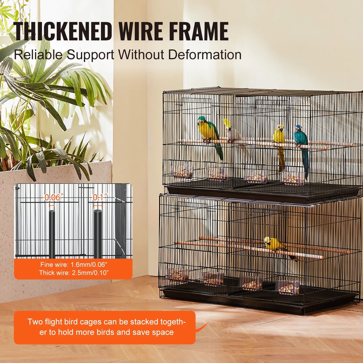SucceBuy Flight Bird Cage Stackable Divider For Small Birds
