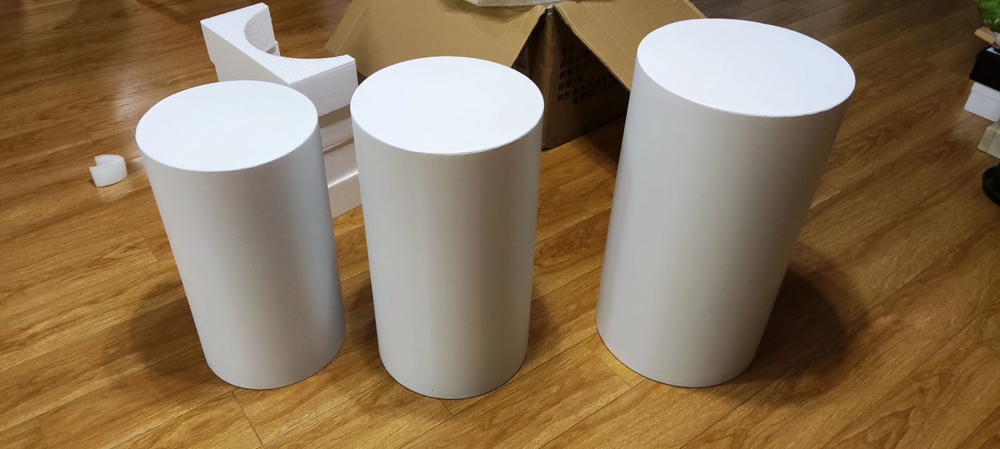 Iron Cylinder Circular Wedding Column Pedestal For Flower Stand And Cake Display