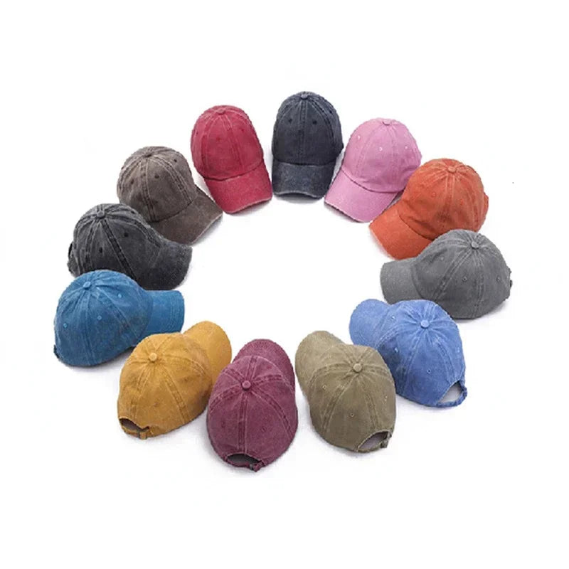 Arthmix Solid Washed Denim Baseball Cap Unisex Cotton Sun Protection Hat