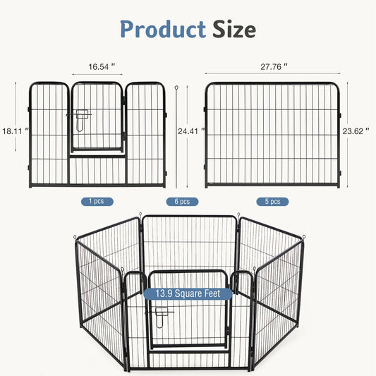 JHK 6 Panel Foldable Metal Dog Playpen Indoor Outdoor