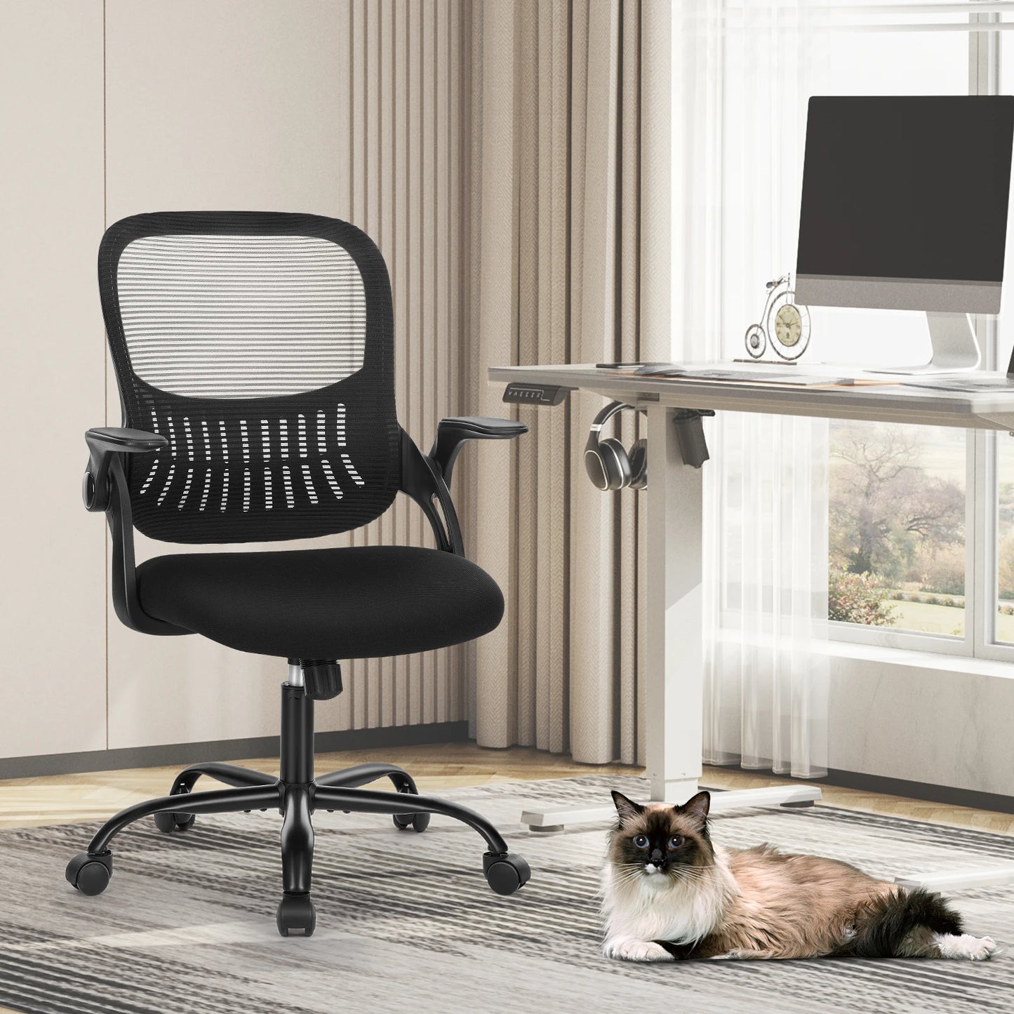 JHK Ergonomic Mid Back Mesh Office Chair With Lumbar Support