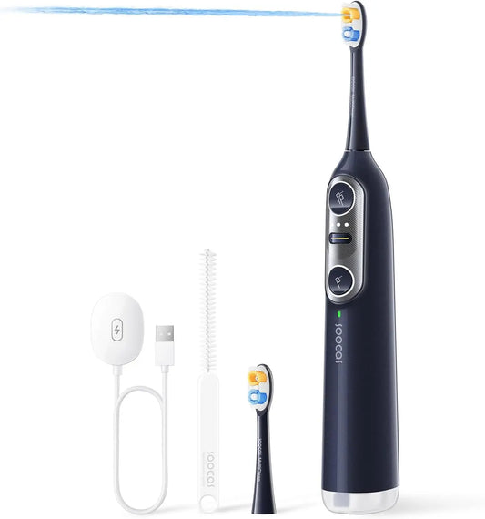 Sonic Electric Toothbrush with Water Flosser, Cordless Portable Oral Irrigator for Travel, Up to 100% Plaque Removal