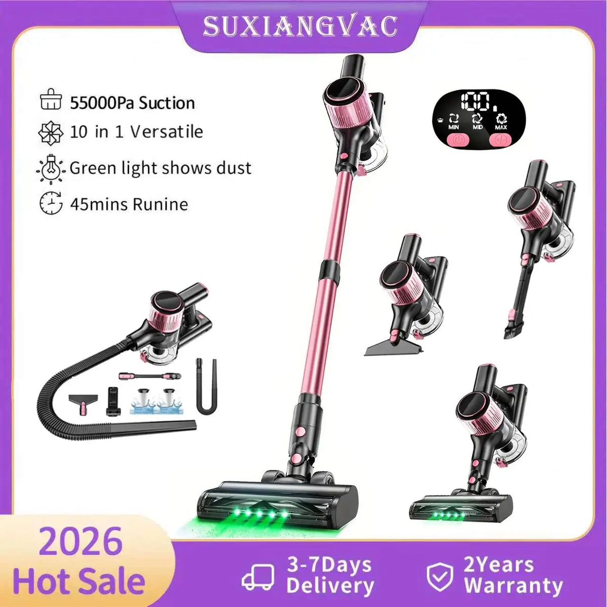 Suxiangvac Cordless Vacuum For Home Hard Floors And Pet Hair