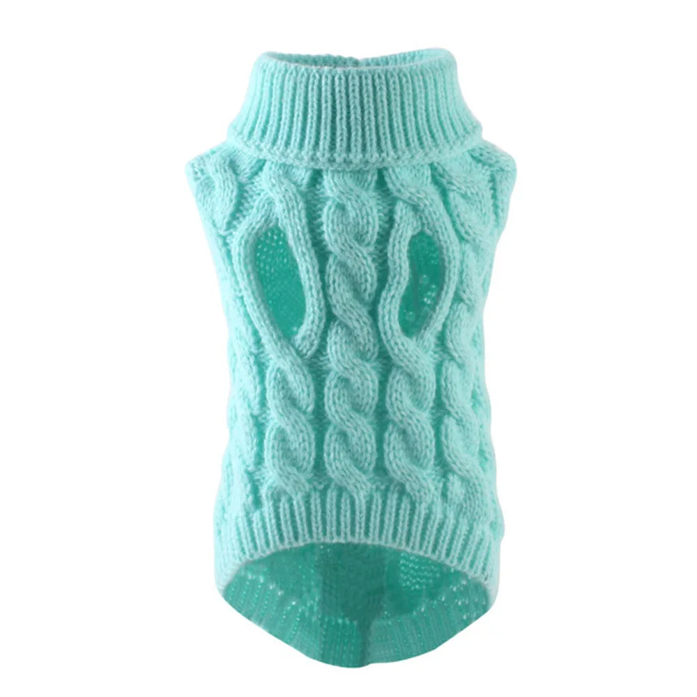 NONECN Dog Sweater Autumn Winter Solid Knit Warm Coat