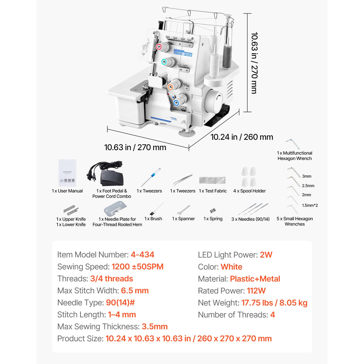 SucceBuy Serger Overlock Sewing Machine 2 3 4 Thread Capability