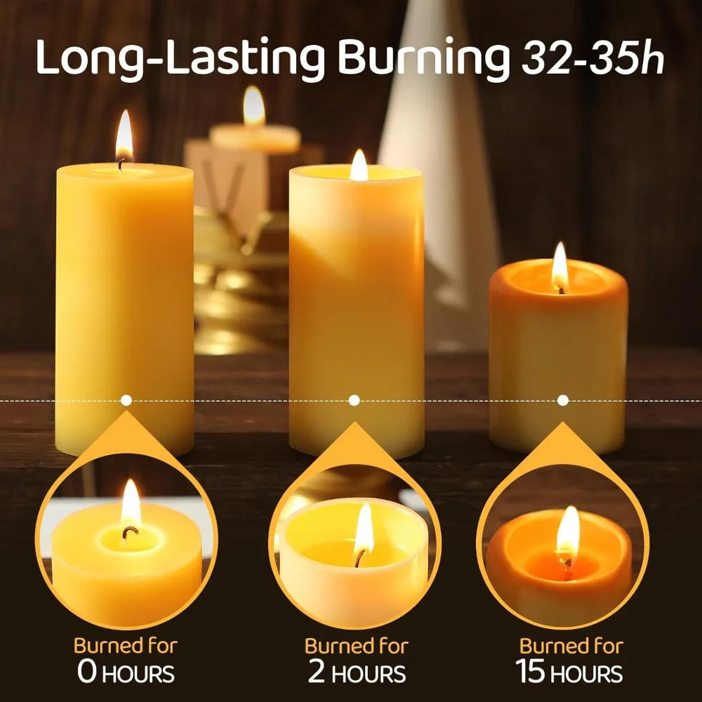 Natural Beeswax Pillar Candles Long Burning 560 Hours Dripless Smokeless For Home Prayer Emergency