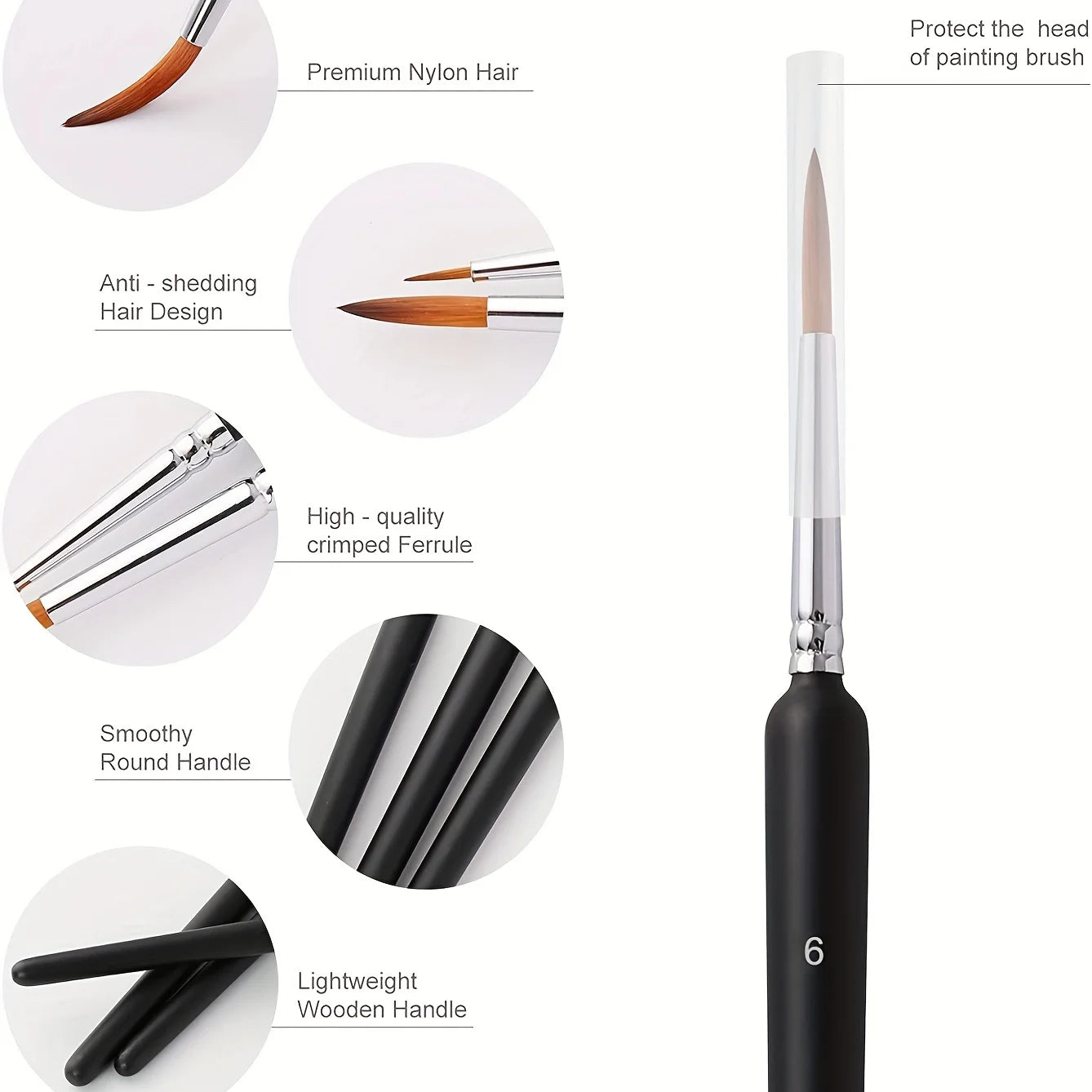 Miniature Detail Tip Paint Brush Set With Ergonomic Handles Acrylic