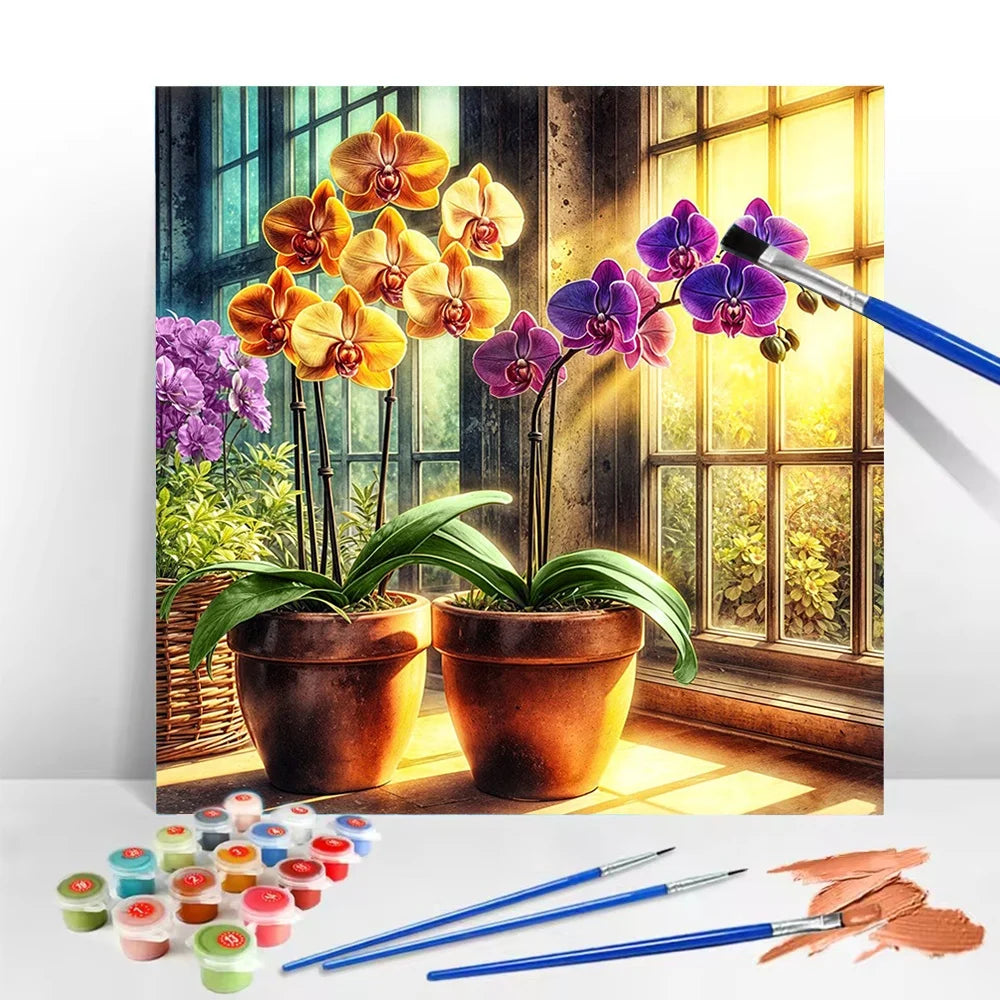 Flower Paint By Number Kit For Adults Hand Painted On Canvas Valentines Gift