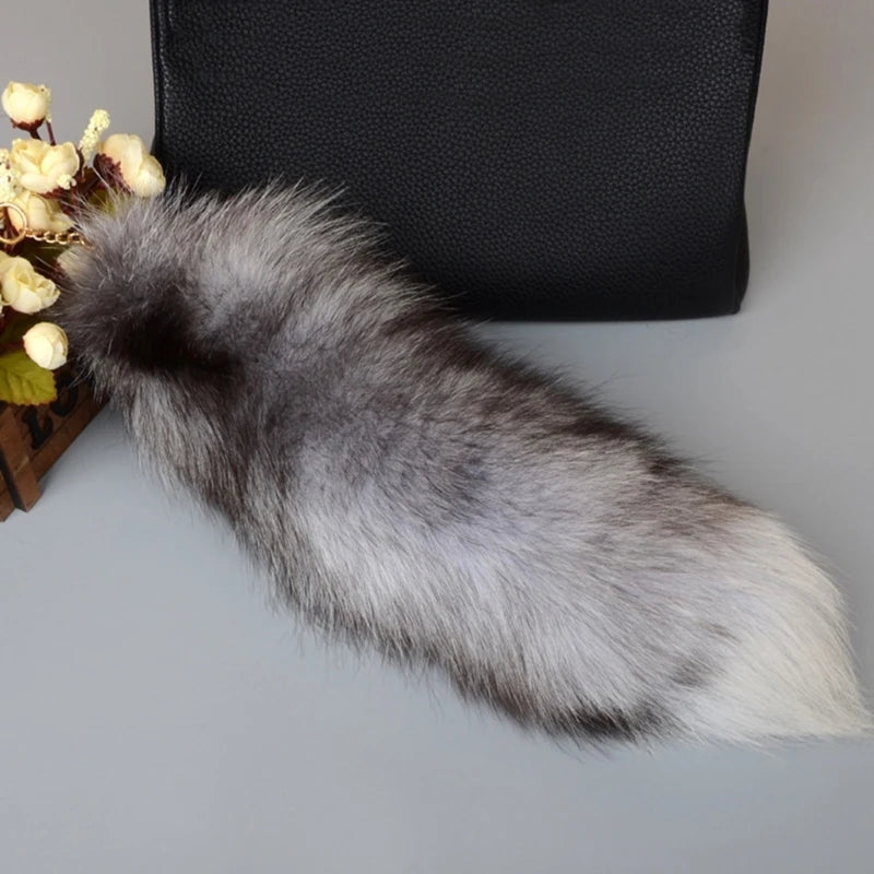 Furry Fox Tail Keychain Plush Keyring For Bags And Keys