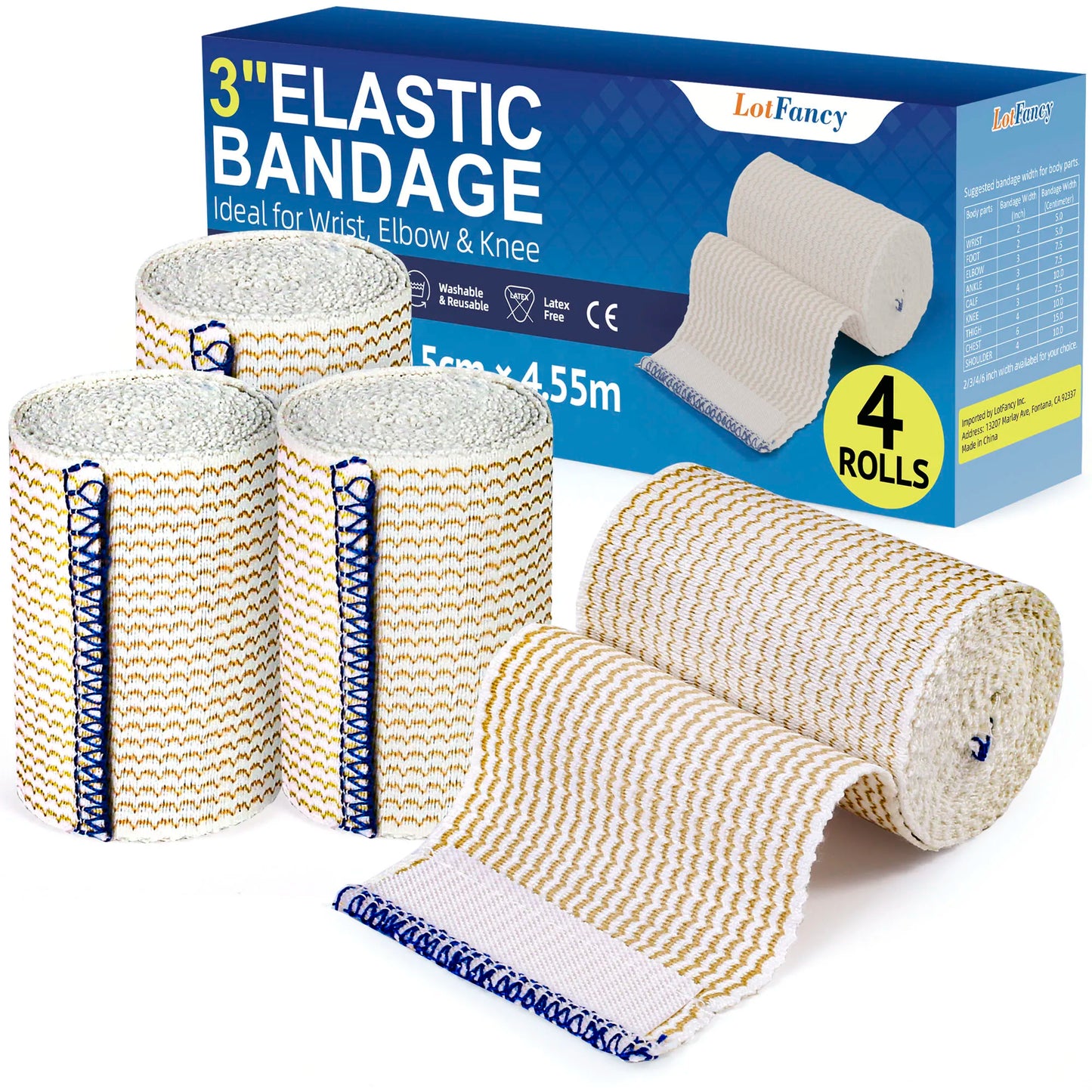 Elastic Bandage Wrap Cotton Compression Support for First Aid