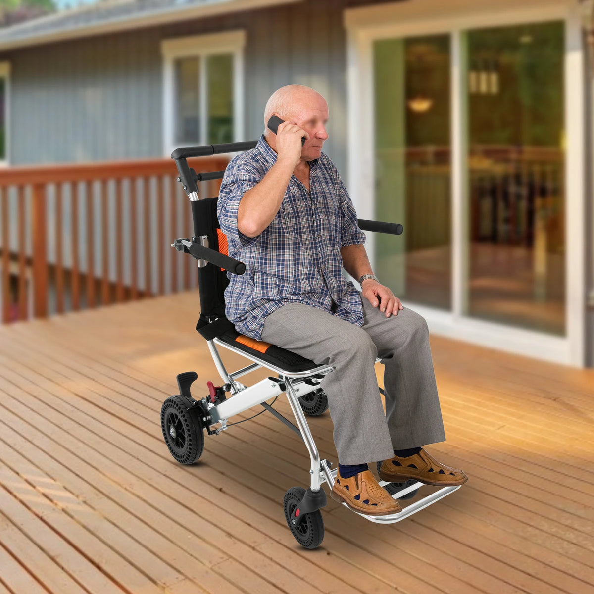 Portable Folding Wheelchair for Seniors and Adults Lightweight Transport Chair