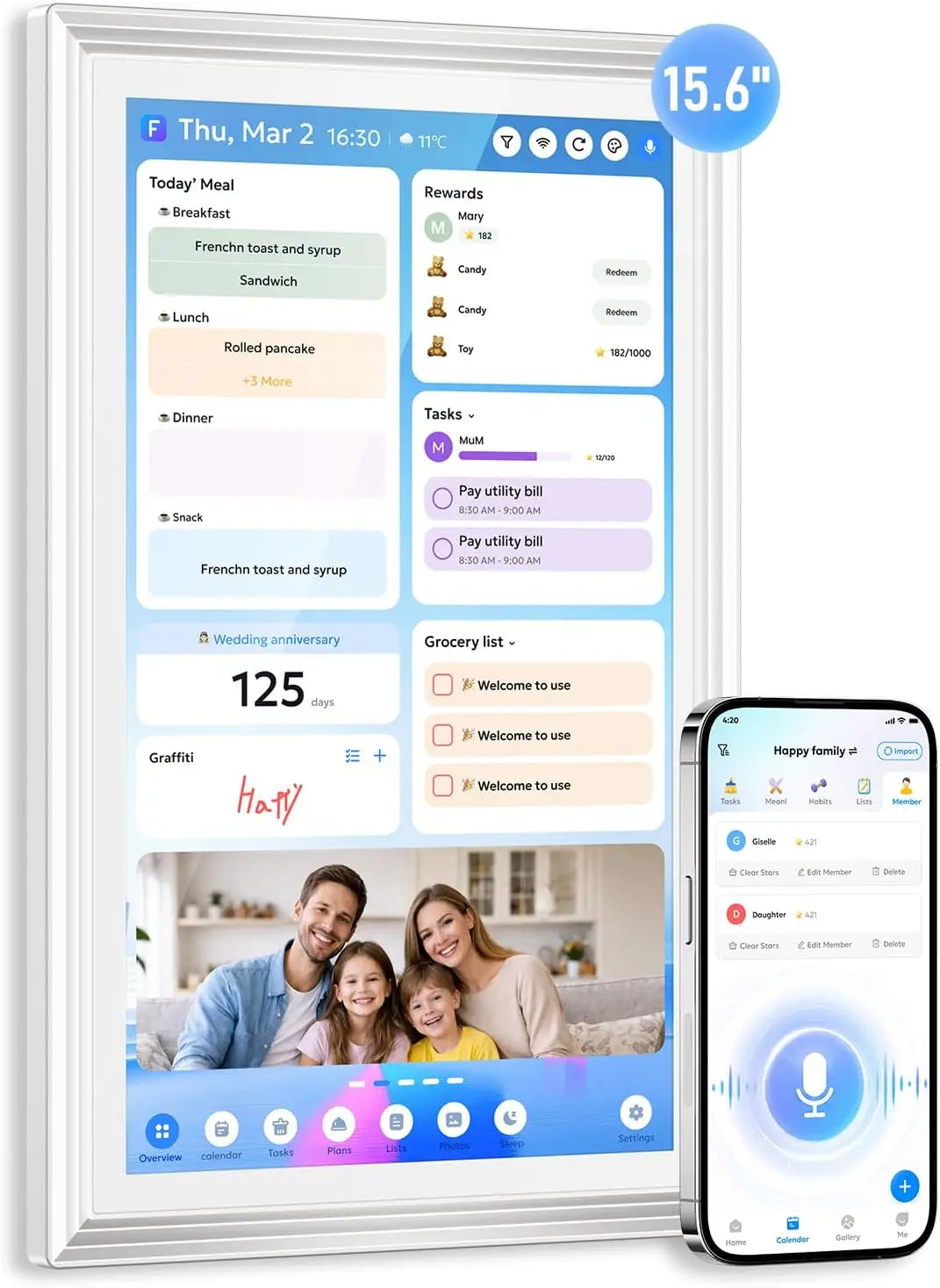 Smart Wall Calendar With Voice AI Touch Screen For Scheduling