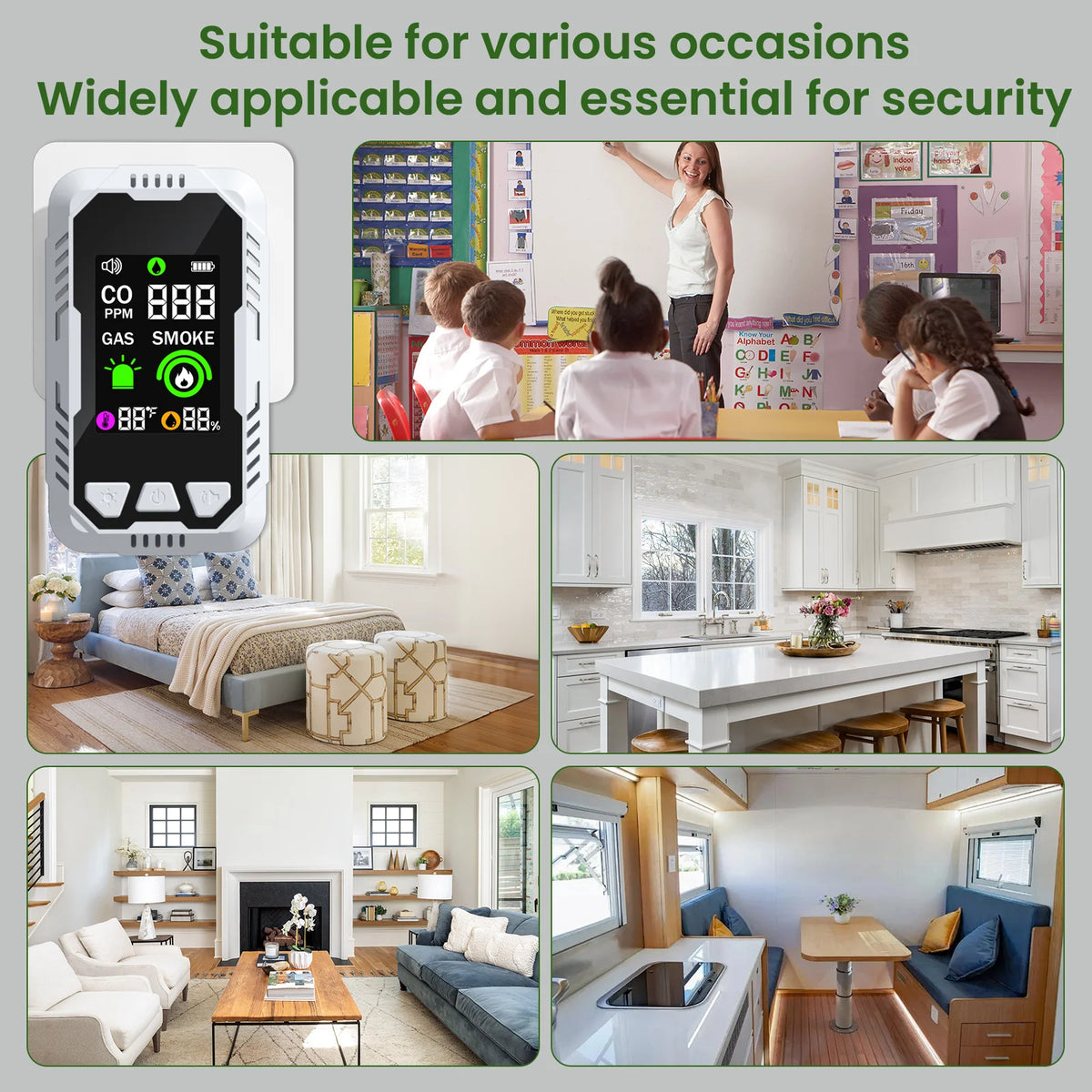 5-In-1 Carbon Monoxide Smoke And Gas Detector With Hd Screen