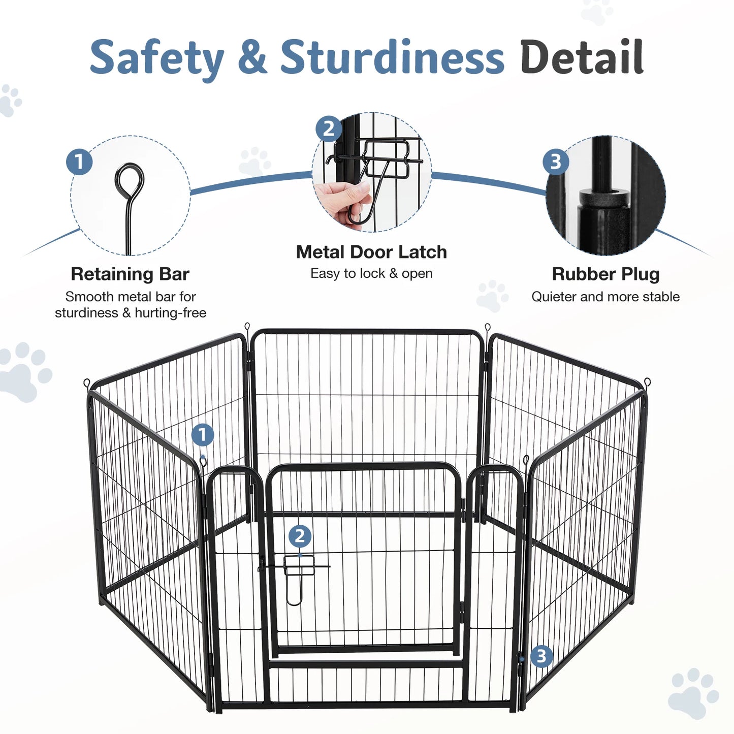 JHK 6 Panel Foldable Metal Dog Playpen Indoor Outdoor