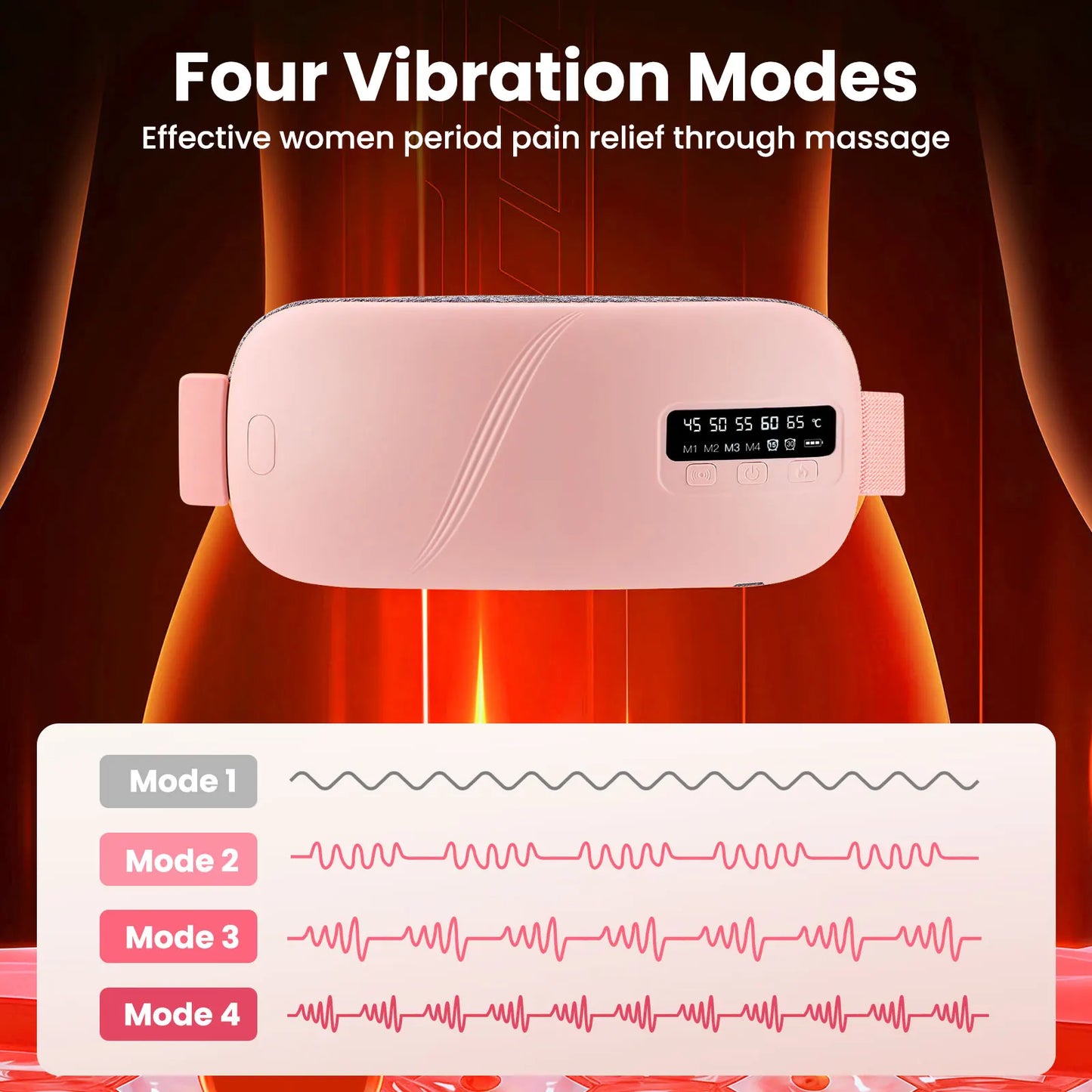PASTSKY 5 Modes Electric Heating Vibration Waist Massage Belt - Menstrual Cramps Relief