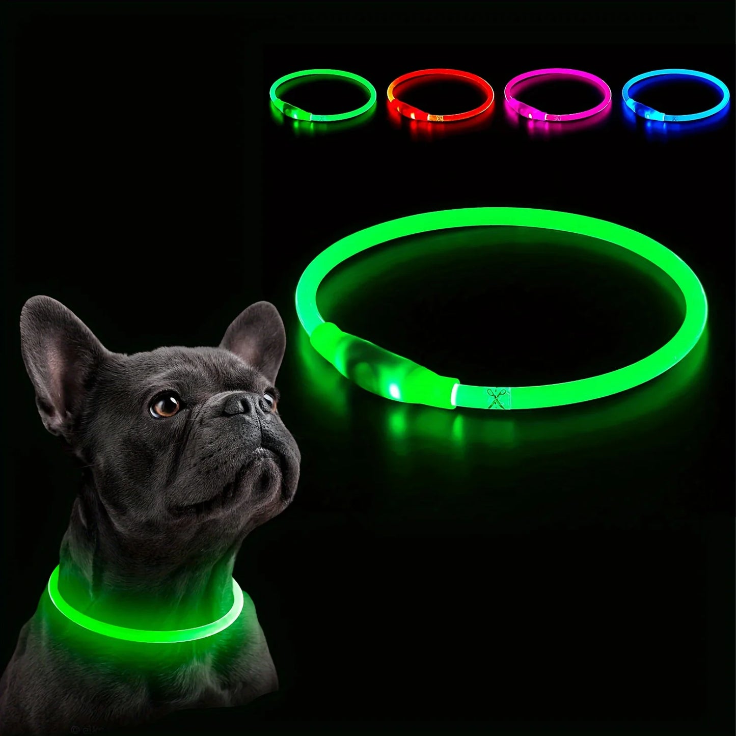 LED Reflective Dog Collar USB Rechargeable Luminous Anti Lost