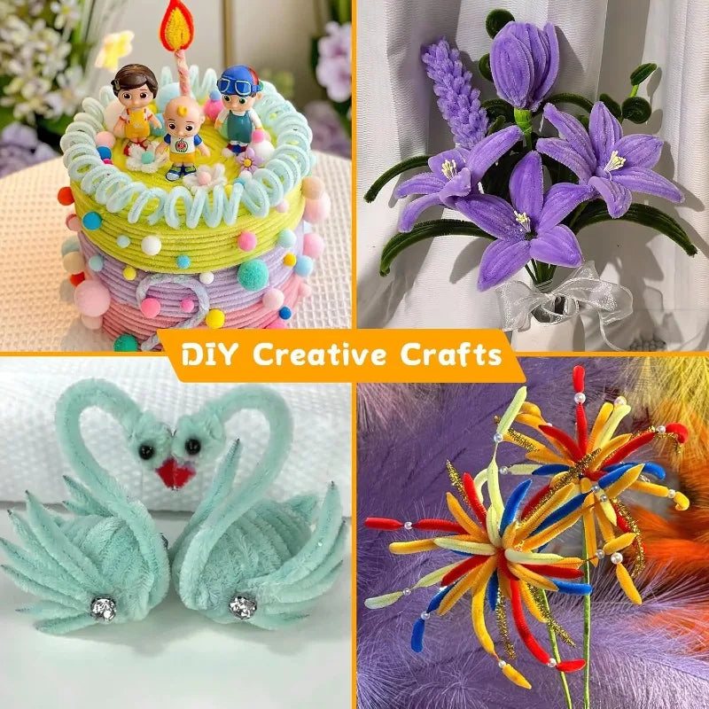 NONEDIY Toys Chenille Pipe Cleaners Fluffy Plush Stems