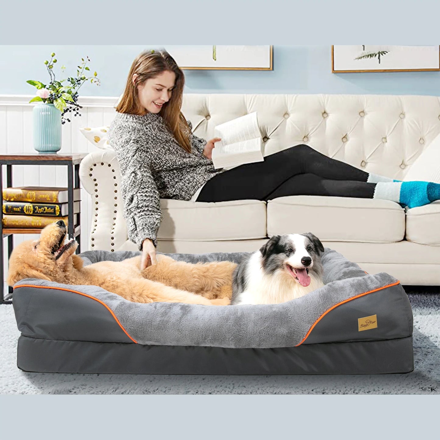 BINGOPAWCN Dog Bed Waterproof Anti Allergy With Removable Washable Cover Soft Fleece