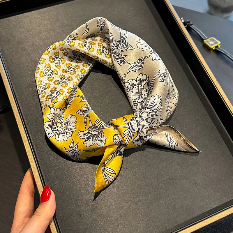 Runmei Mulberry Silk Scarf Bandana for Women Square Hijab Wrap