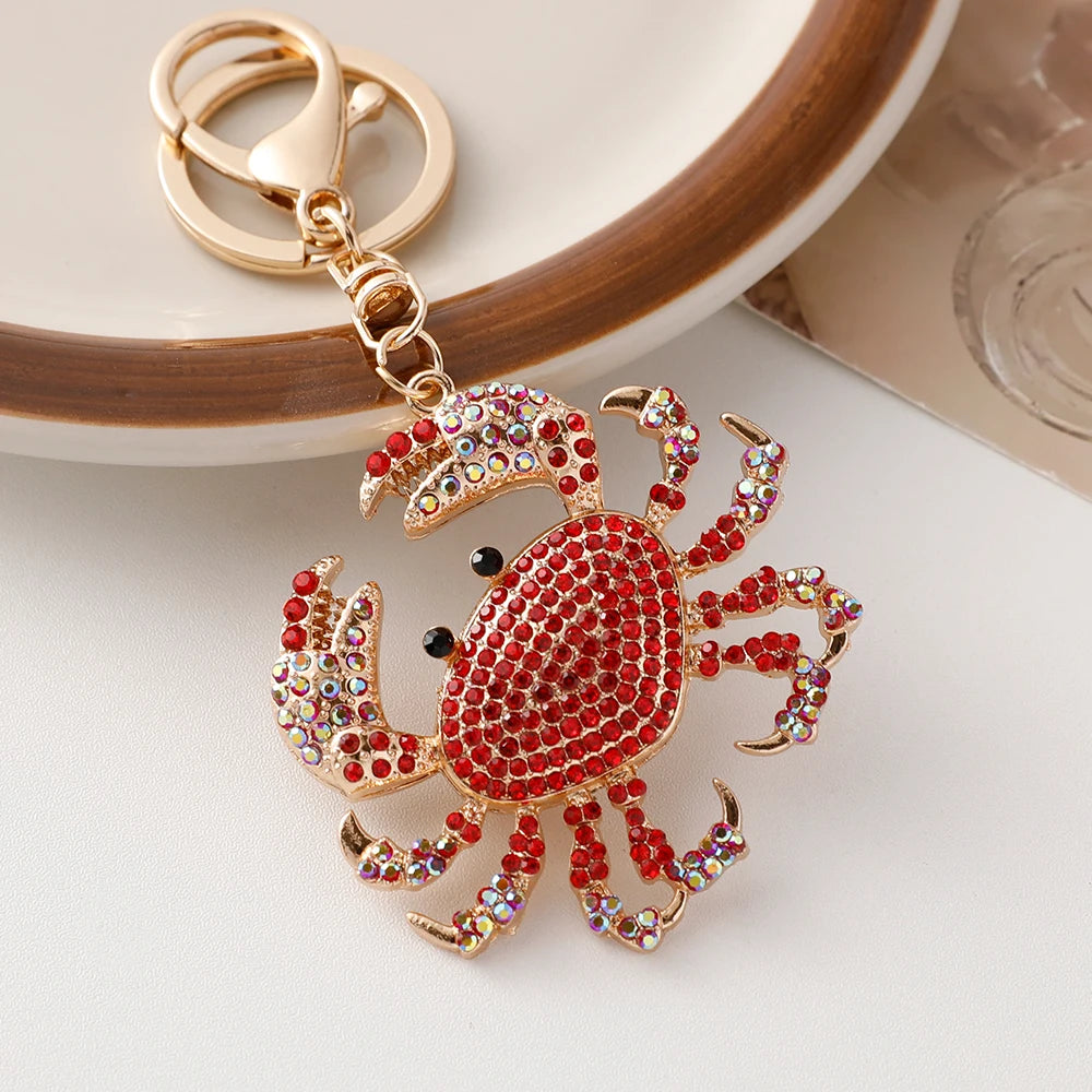 Shiny Crystal Crab Keychain Hawaii Beach Vacation Souvenir Gift