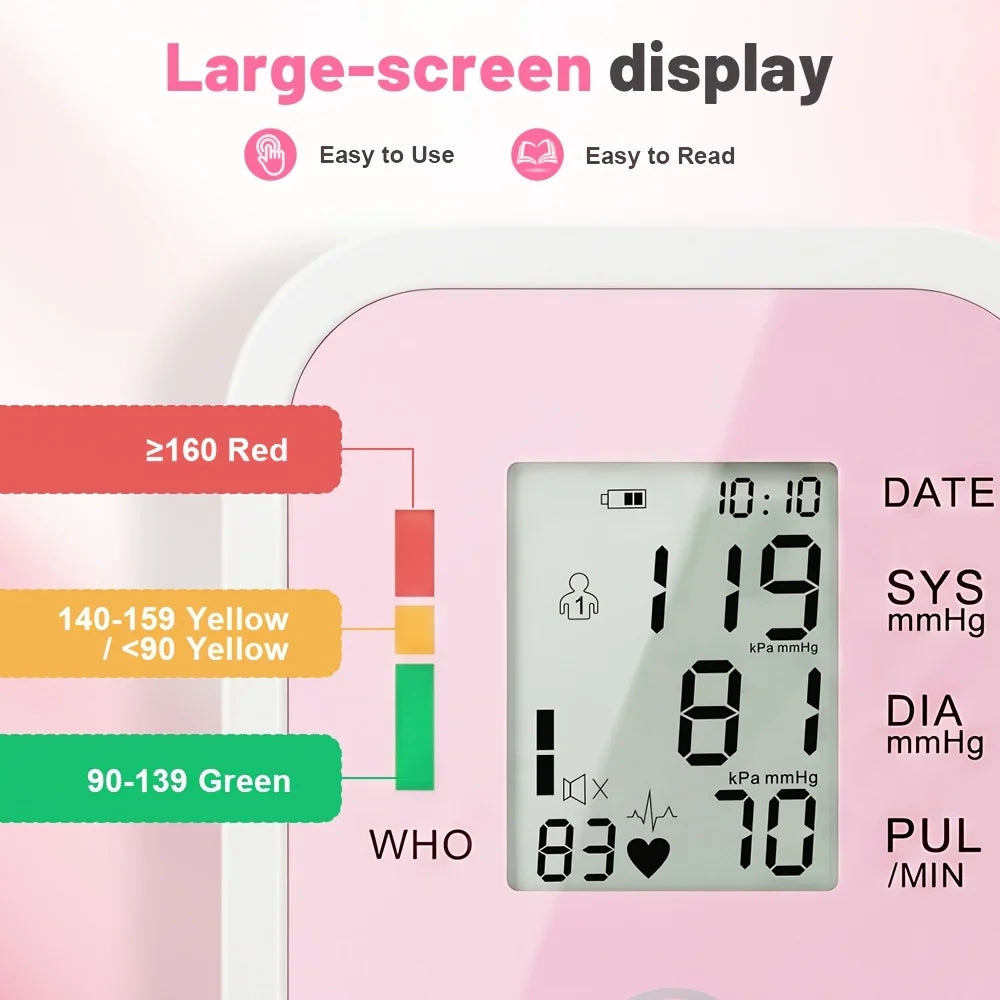 Automatic Upper Arm Blood Pressure Monitor With Large LCD Display