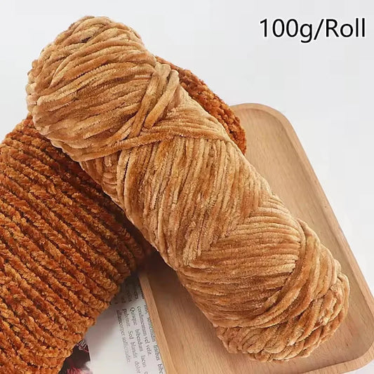 Chenille Velvet Yarn 100g Roll Soft Plush Polyester For Knitting Crochet DIY Crafts