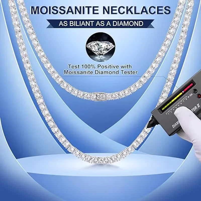 GIA Certified Moissanite Tennis Necklace 925 Sterling Silver