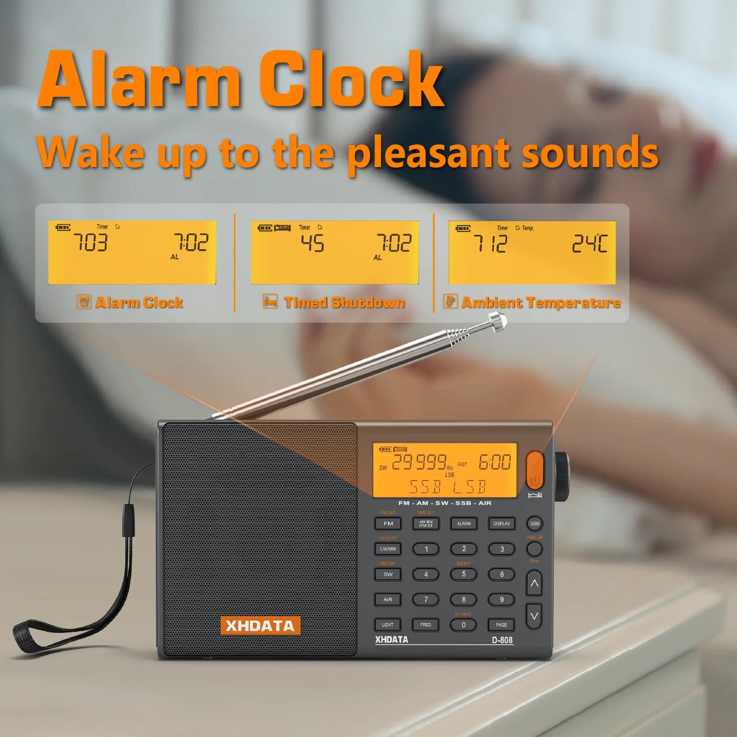 XHDATA D-808 AM FM SW MW SSB Radio Portable Receiver