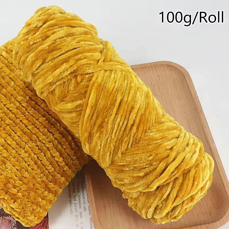 Chenille Velvet Yarn 100g Roll Soft Plush Polyester For Knitting Crochet DIY Crafts