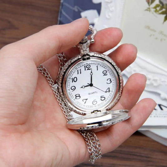 Timeless Antique Steam Train Design Pocket Watch - Vintage Quartz Pendant With Chain Necklace