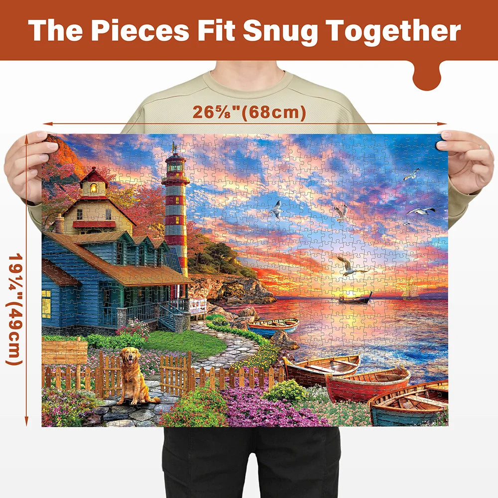 Sunset Lighthouse Jigsaw Puzzle For Adults And Family Night