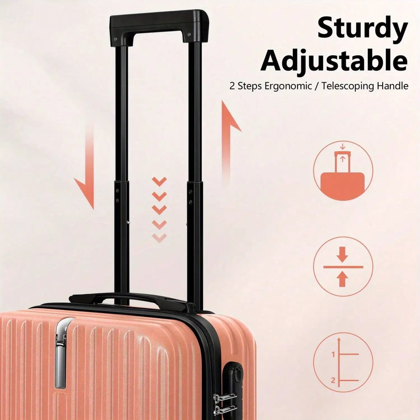 2 Piece Hardside Luggage Set Airline Approved 4 Wheels Cosmetic Case