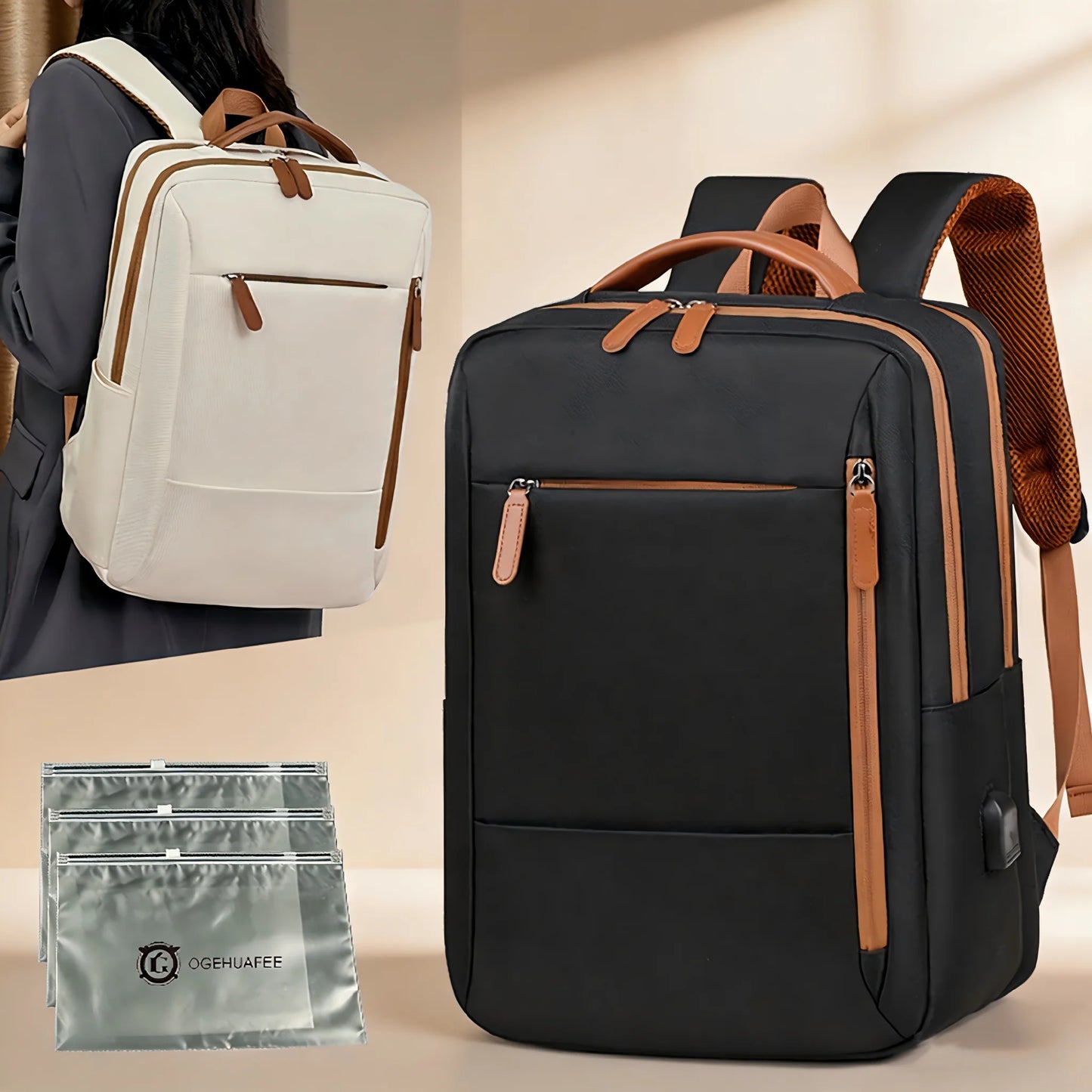 OGEHUAFEE Lightweight Multi Layer Commuter Computer Backpack