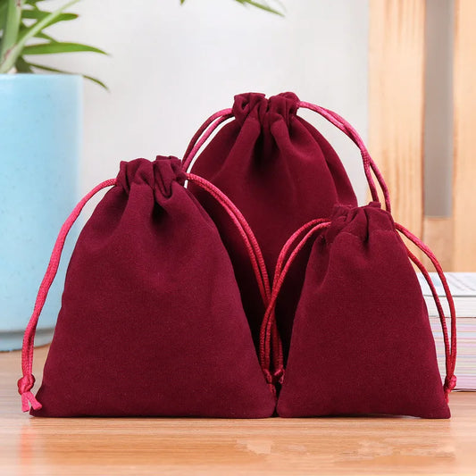 CN Velvet Luxury Drawstring Jewelry Bags 10 Pcs Gift Pouches For Weddings