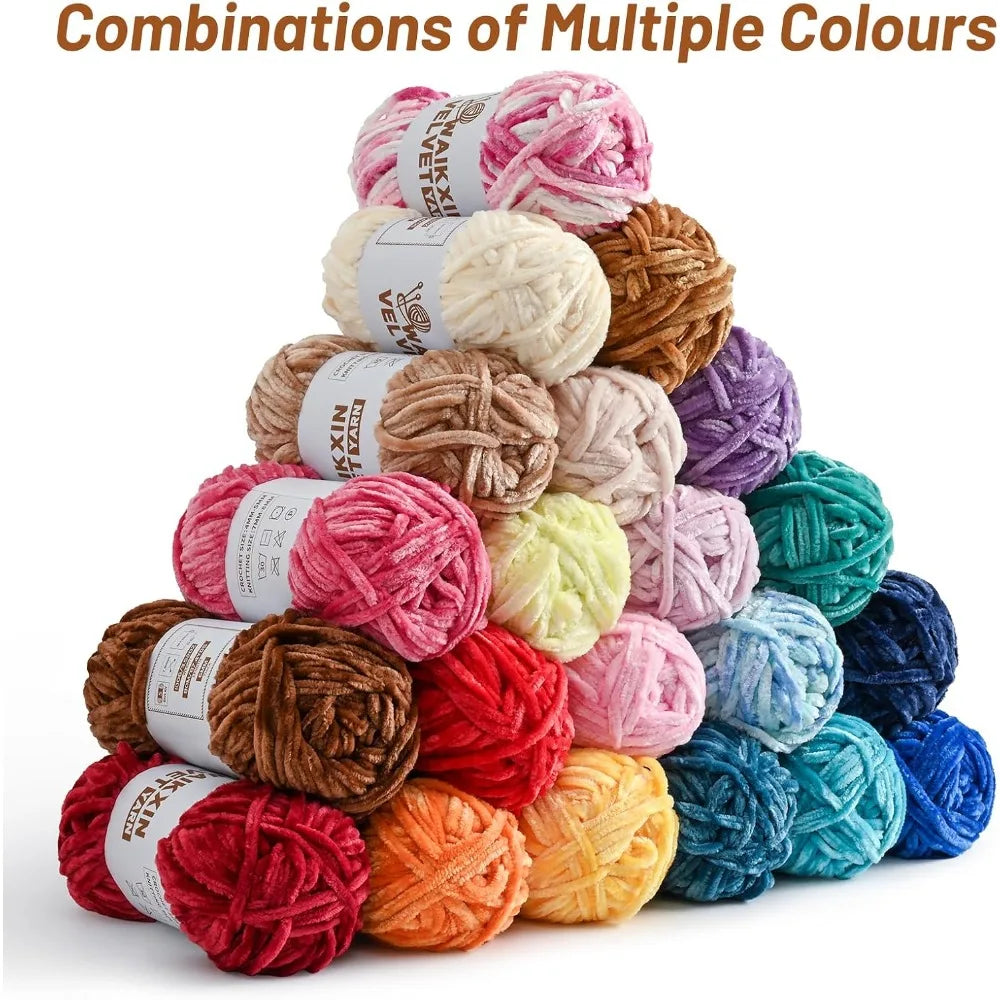 Chunky Chenille Velvet Yarn For Crochet Amigurumi Soft Plush Projects