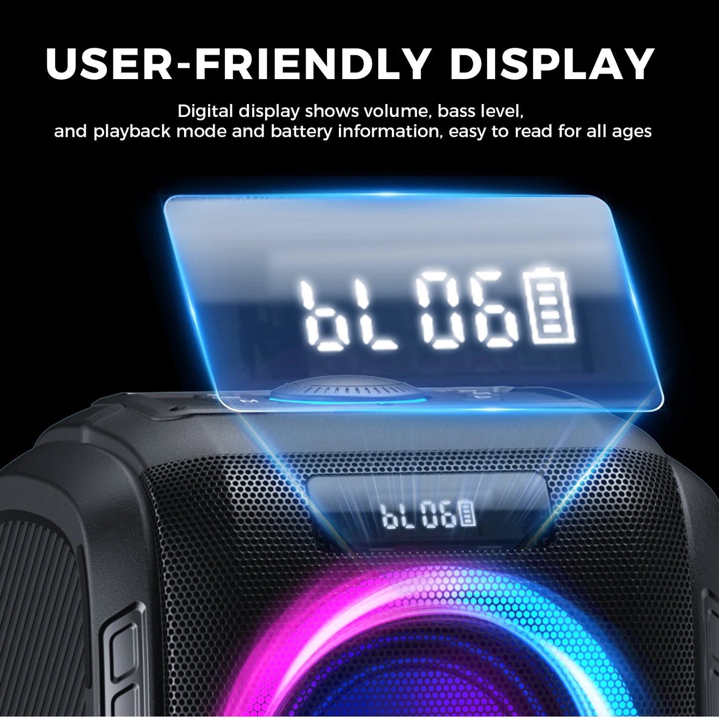 W-King 250W Peak Portable Bluetooth Speaker 120dB Custom Bass V5.3