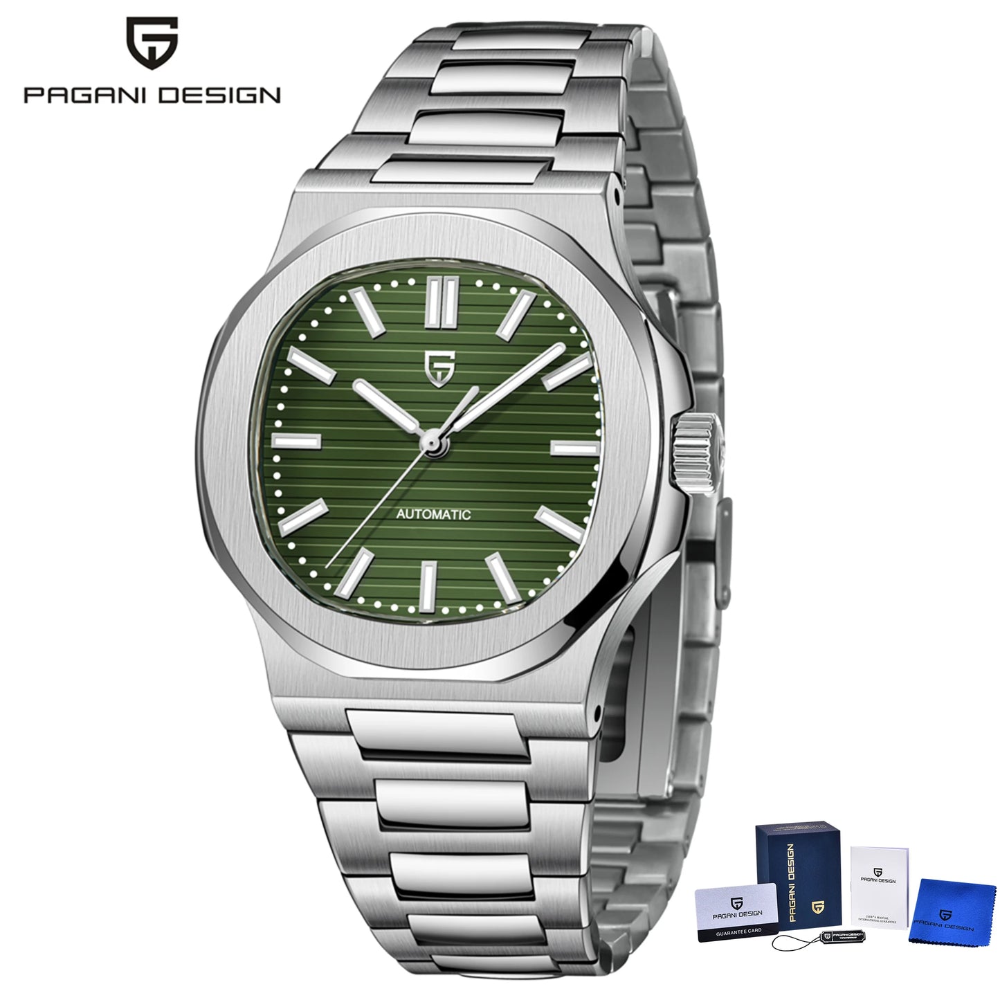 PAGANI DESIGN Men's Automatic Watch Stainless Steel Wristwatch
