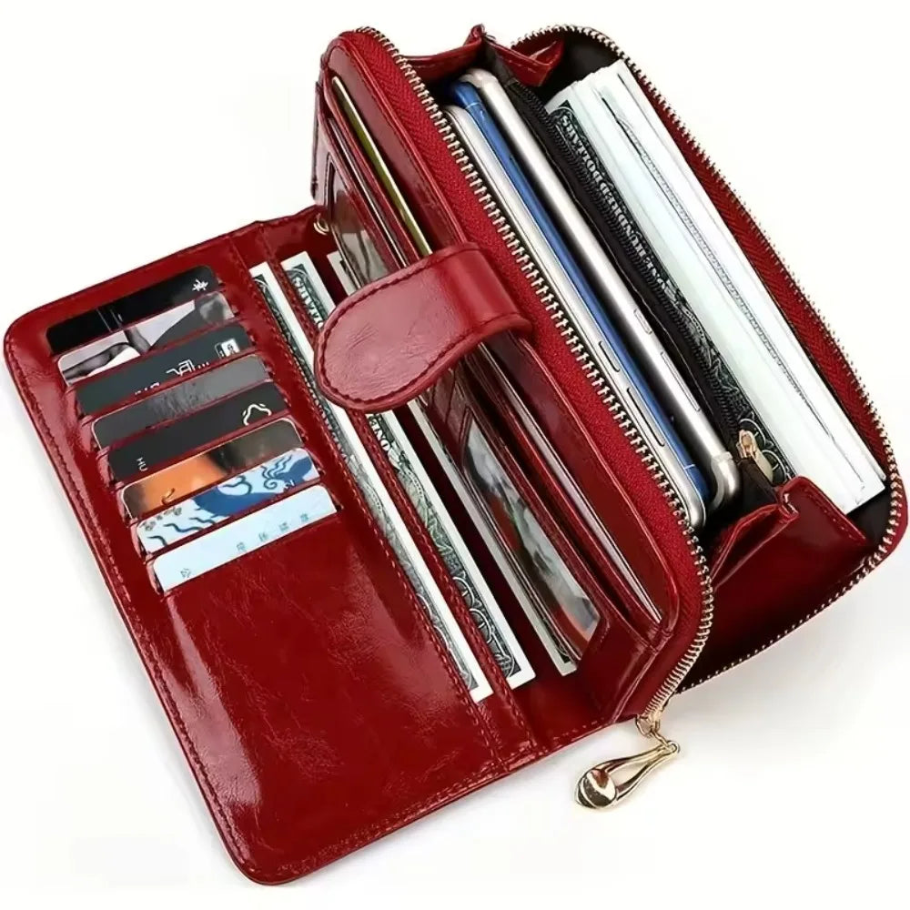 Anti Theft PU Wallet For Women Zipper Card Holder Purse