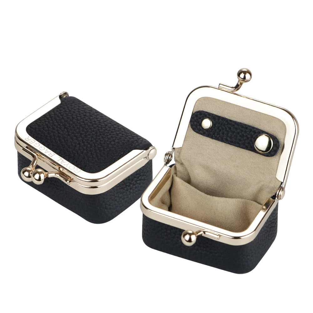 Royal Bagger Genuine Cow Leather Mini Coin Purse Kiss Lock