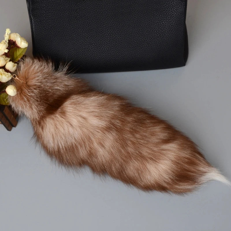 Furry Fox Tail Keychain Plush Keyring For Bags And Keys