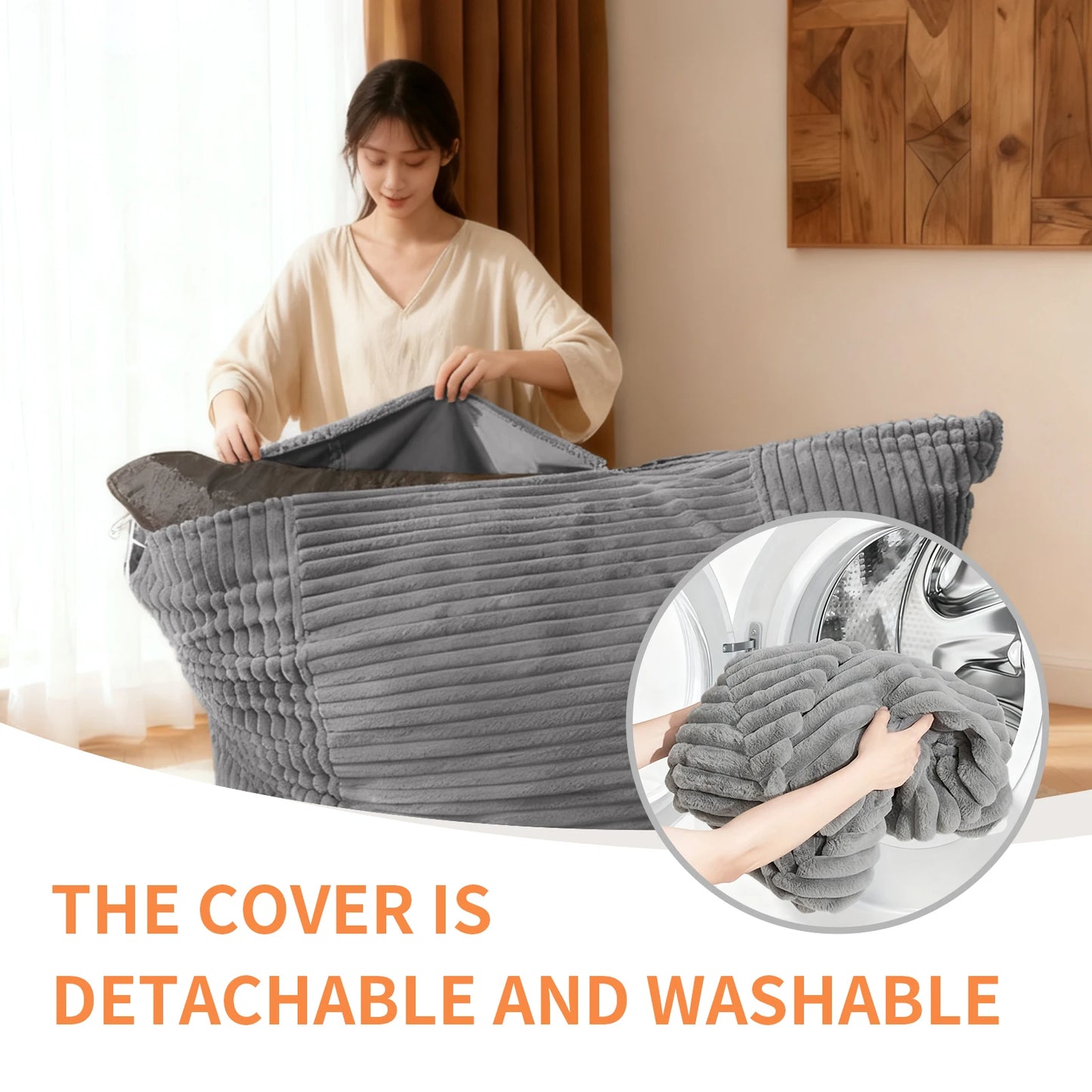 Convertible Bean Bag Chair Floor Cushion For Adults