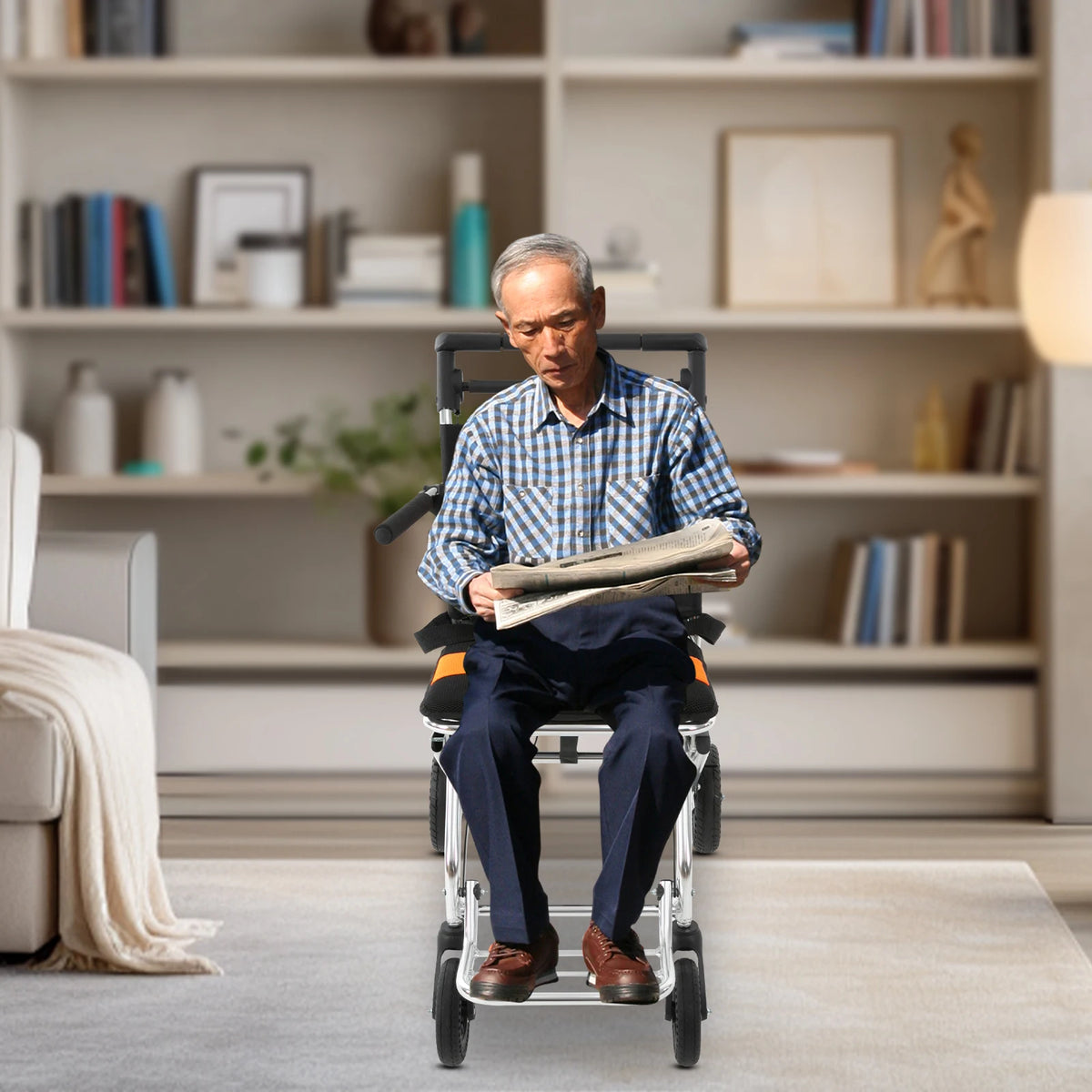 Portable Folding Wheelchair for Seniors and Adults Lightweight Transport Chair