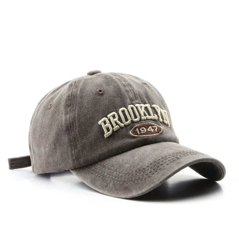 Retro Brooklyn Letter Embroidery Baseball Cap Unisex Cotton Adjustable Hat