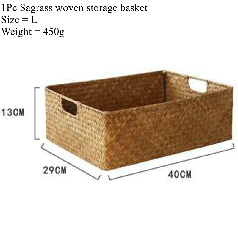 Natural Large Woven Seagrass Basket For Home Kitchen Storage